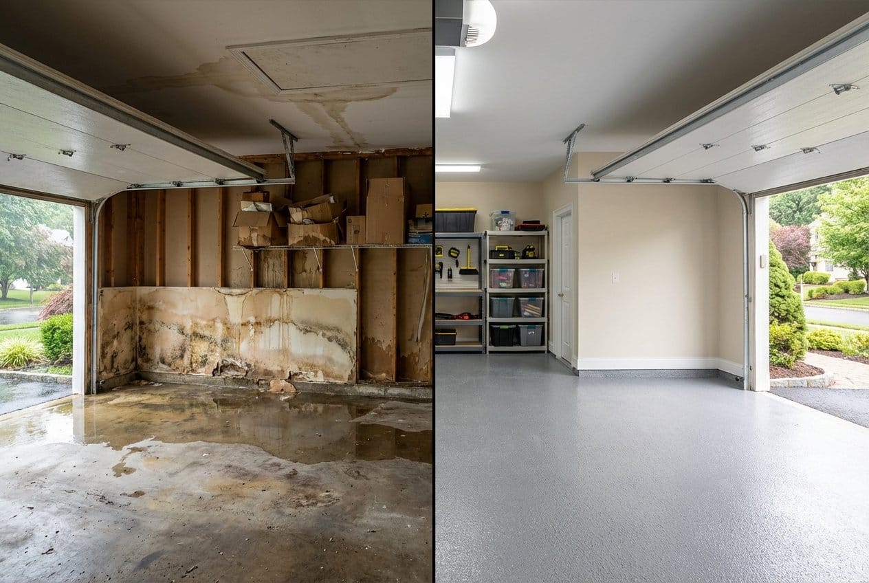Upper Saddle River Water Damage Restoration garage restoration before and after in Upper Saddle River